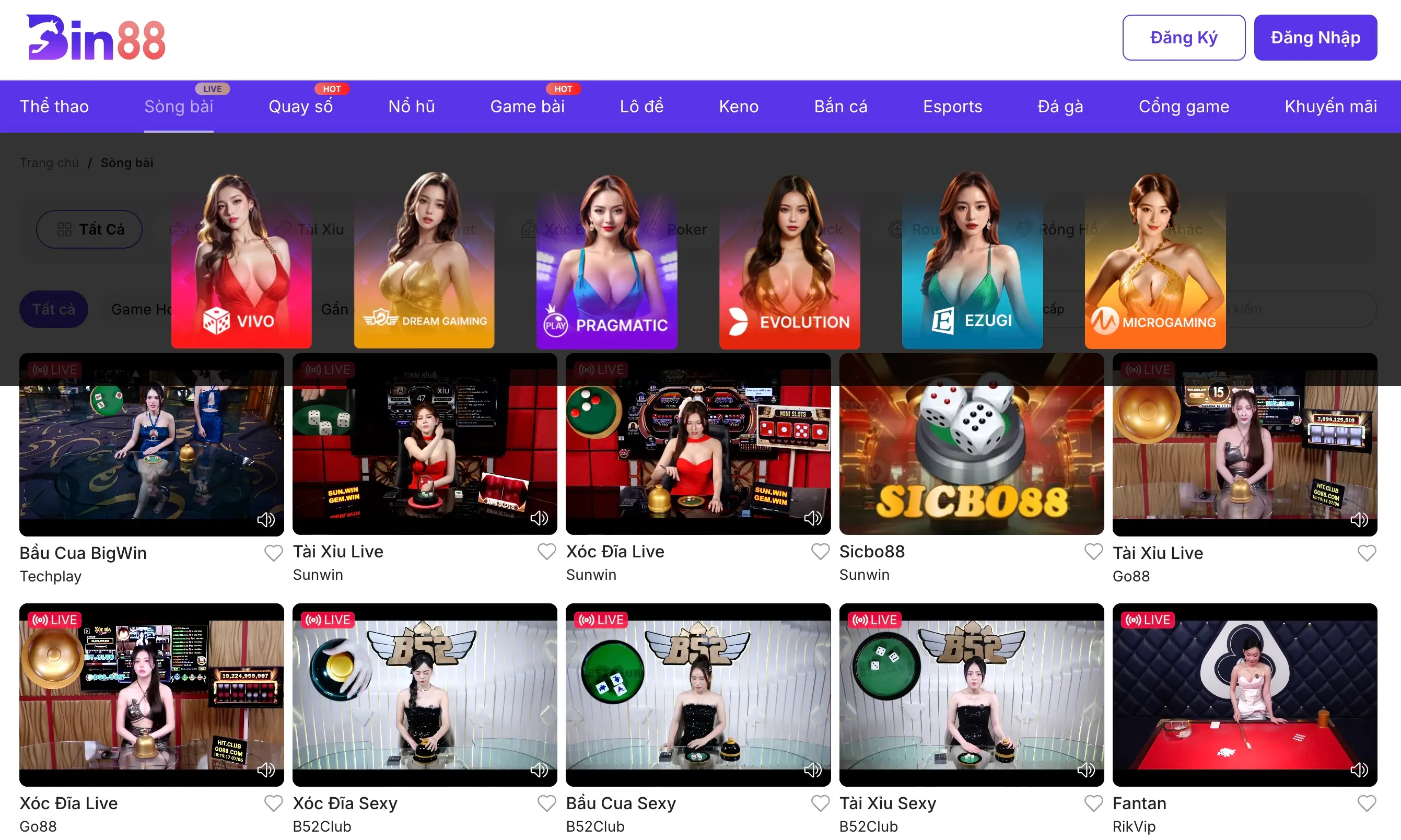 Sòng bài trực tuyến (Live Casino) đẳng cấp
